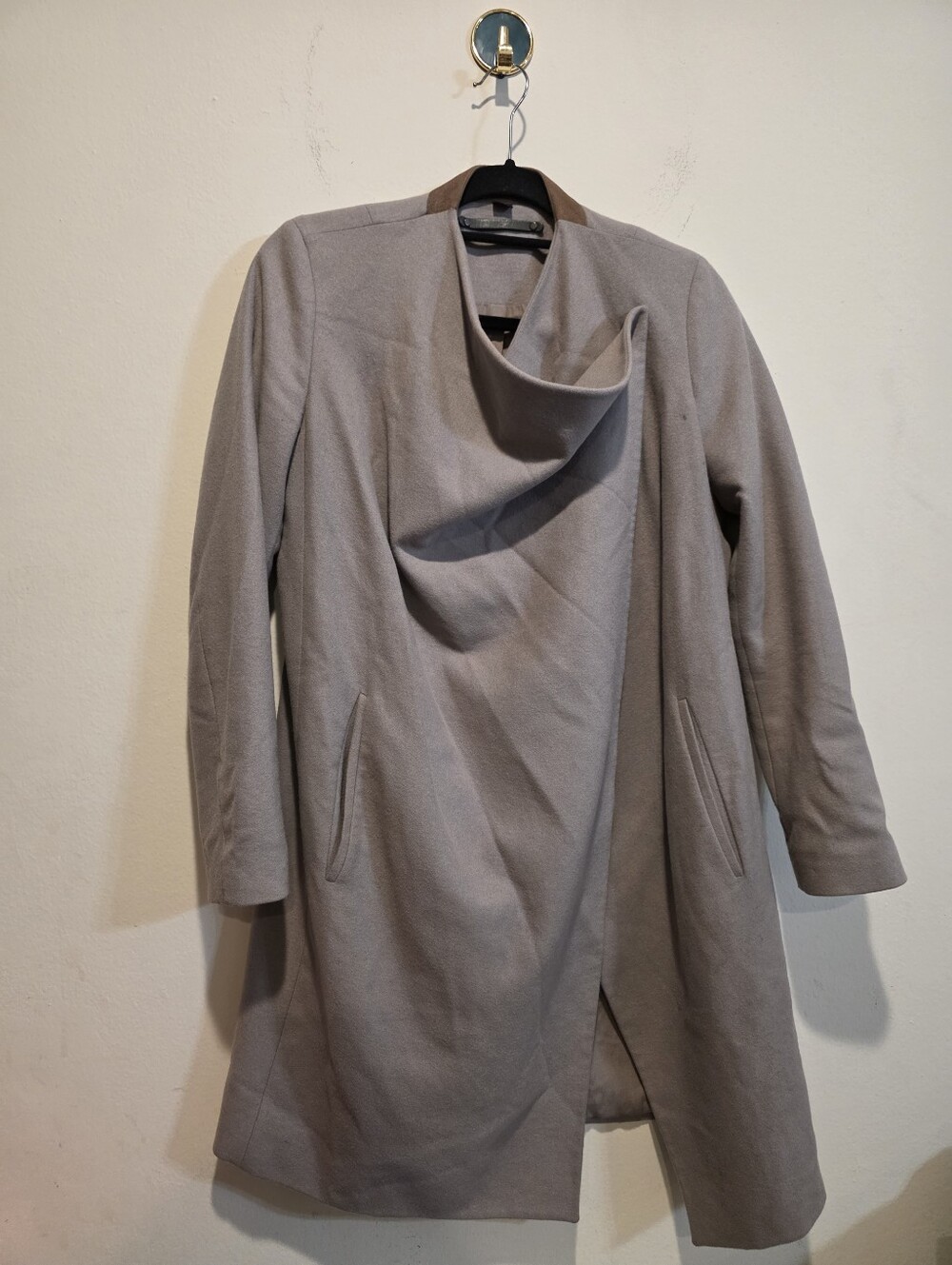 Women's Gray Draped Front Coat Dress